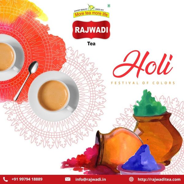 Holi — Rajwadi Tea — Social Media Post design by Designer Wave