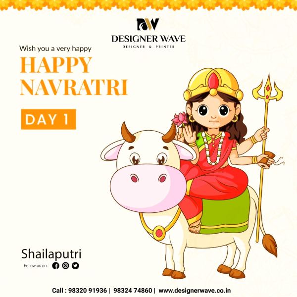 Navratri Day 1 — Social Media Post design by Designer Wave