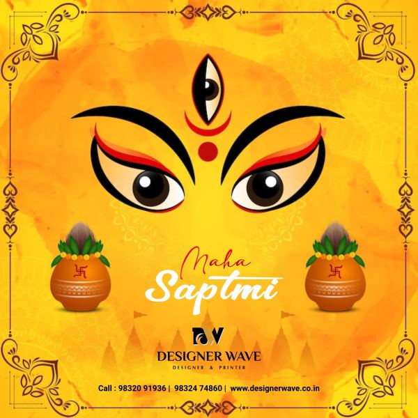 Maha Saptami — Social Media Post design by Designer Wave