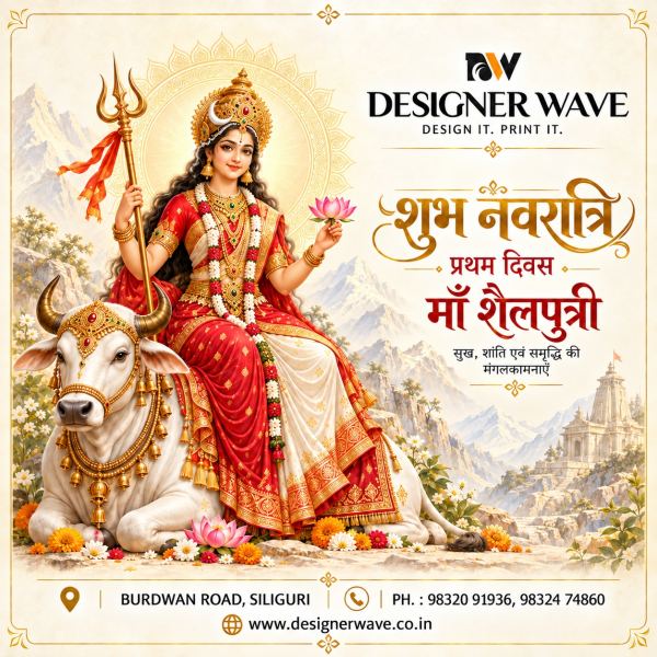 Navratri Day 1 — Maa Shailputri — Social Media Post design by Designer Wave
