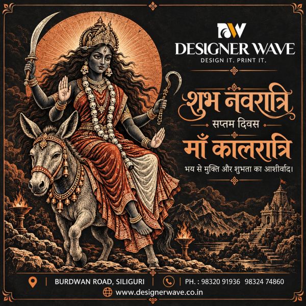 Navratri Day 7 — Maa Kalaratri — Social Media Post design by Designer Wave