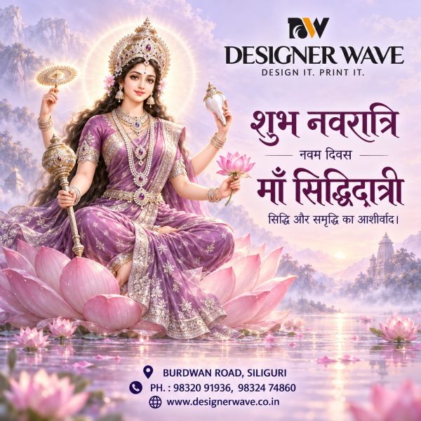 Navratri Day 9 — Maa Siddhidatri — Social Media Post design by Designer Wave