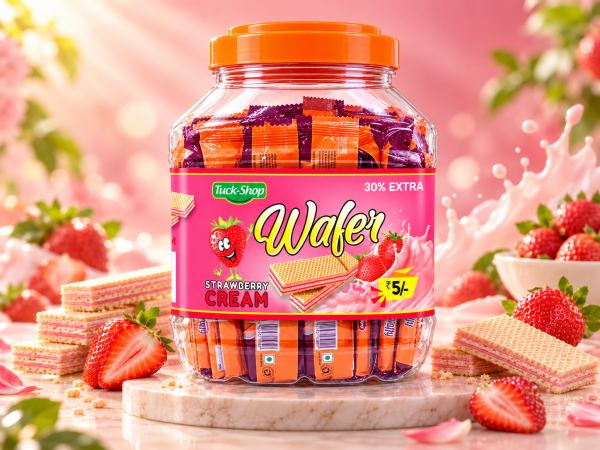 Strawberry Cream Wafer Jar — Wafers & Chocolates design by Designer Wave
