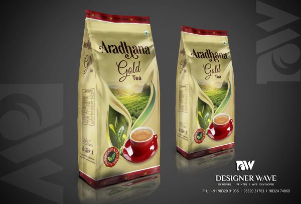 Neha Aradhana Gold Tea — Tea Packaging design by Designer Wave