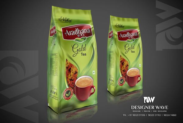 Aradhana Gold CTC Tea — Tea Packaging design by Designer Wave