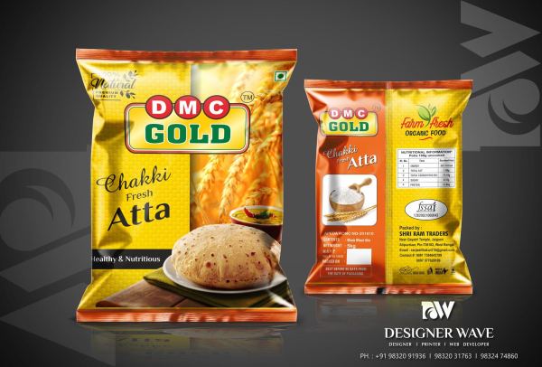 DMC Gold Atta — FMCG Packaging design by Designer Wave