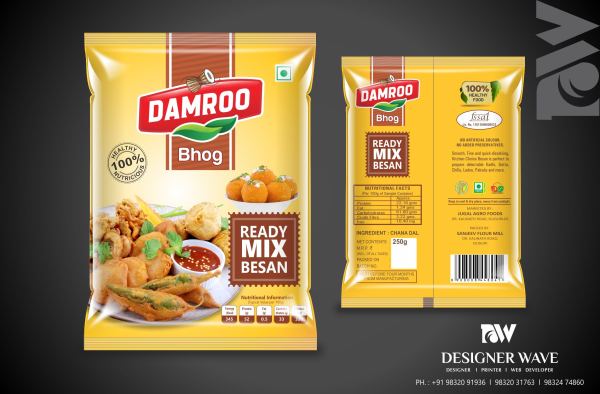 Damroo Bhog Besan — FMCG Packaging design by Designer Wave