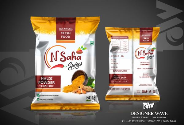 N Saha Haldi Powder — FMCG Packaging design by Designer Wave