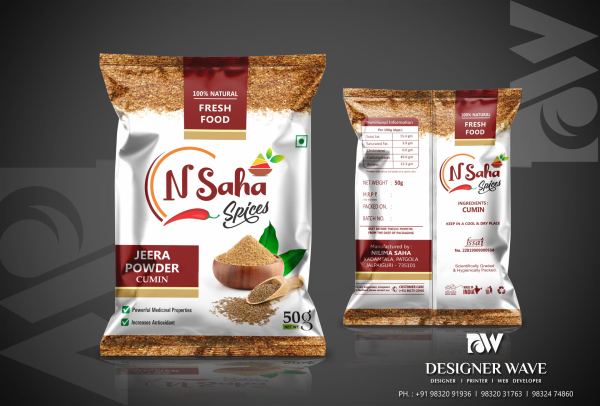 N Saha Jeera Powder — FMCG Packaging design by Designer Wave